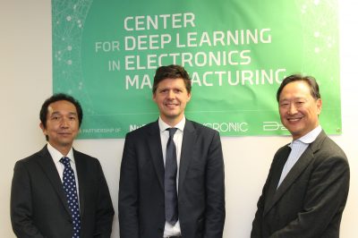 Noriaki Nakayamada of NuFlare, Mikael Wahlsten of Mycronic, and Aki Fujimura of D2S at the opening of the CDLe